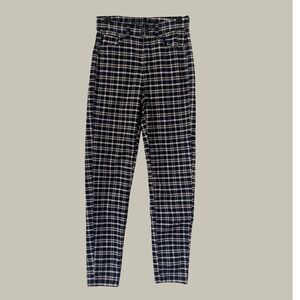 American Eagle Navy Tan Plaid High Waisted Skinny Pants Size 0 Stretch retro